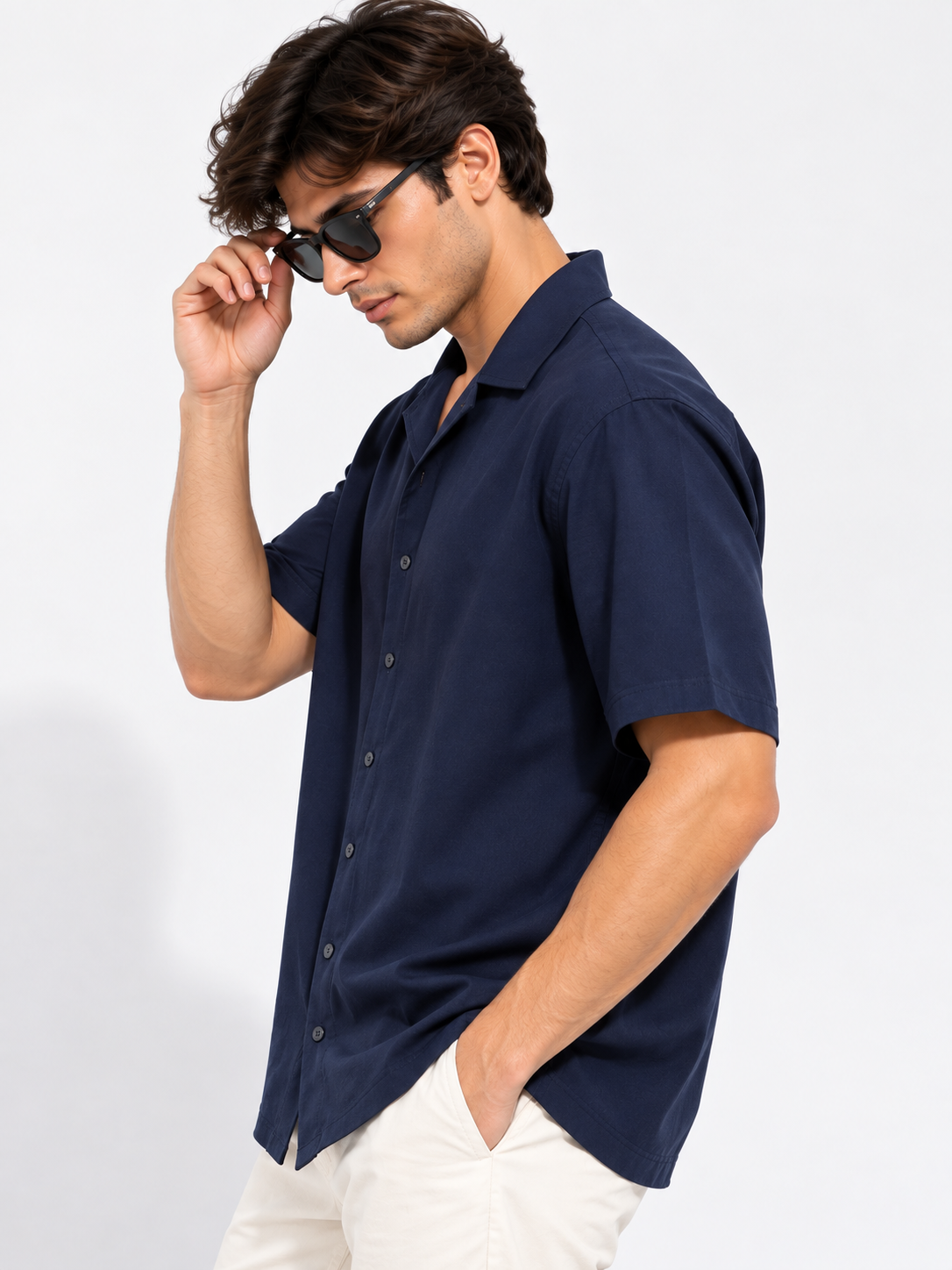 Plain Comfort Fit Cotton Shirt for Men