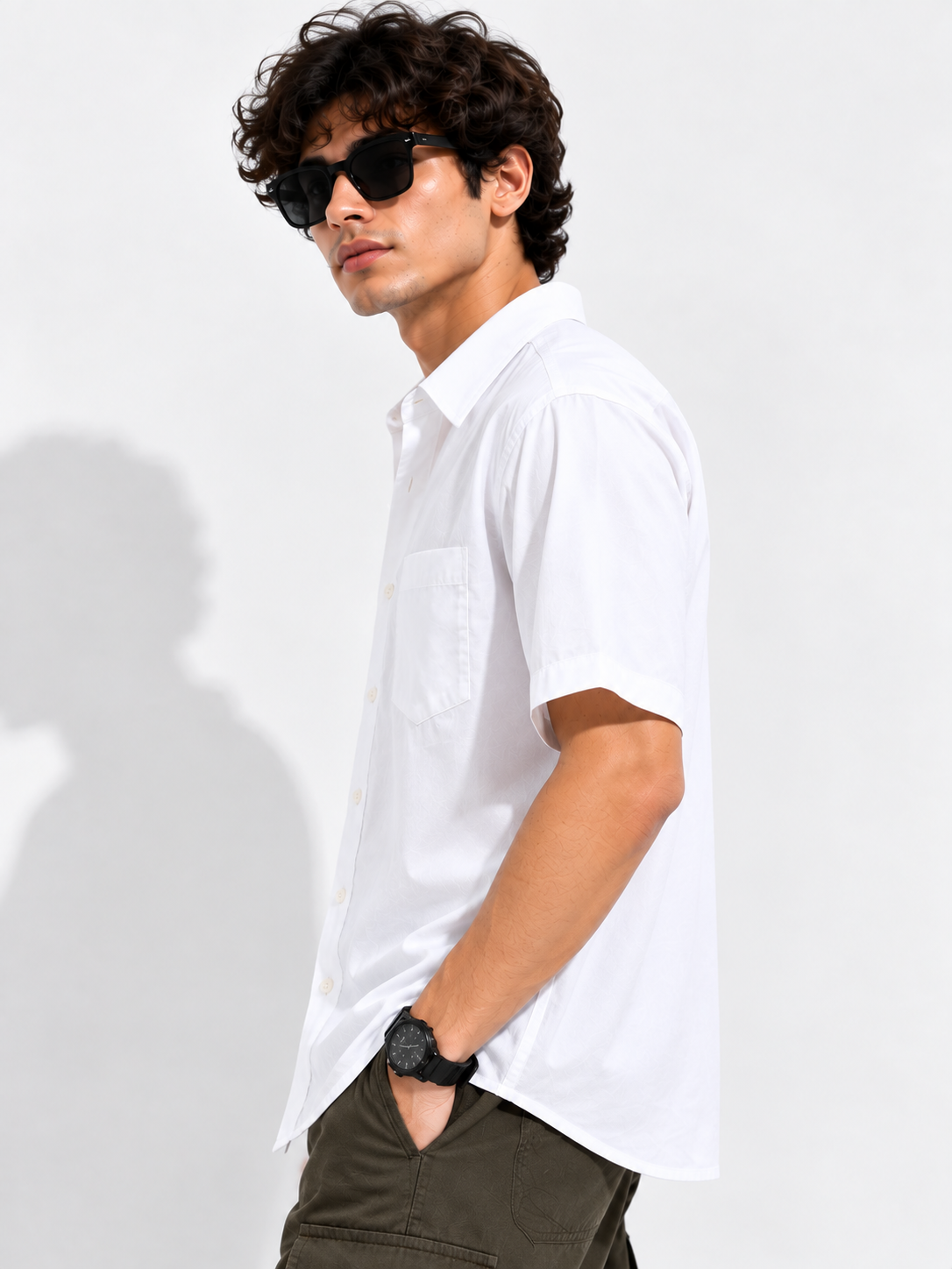 Plain Comfort Fit Cotton Shirt for Men