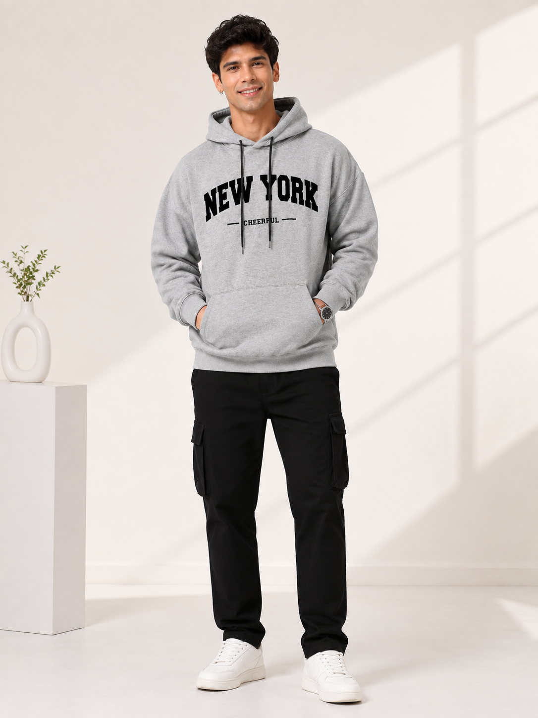 Men Printed Hooded Sweatshirt