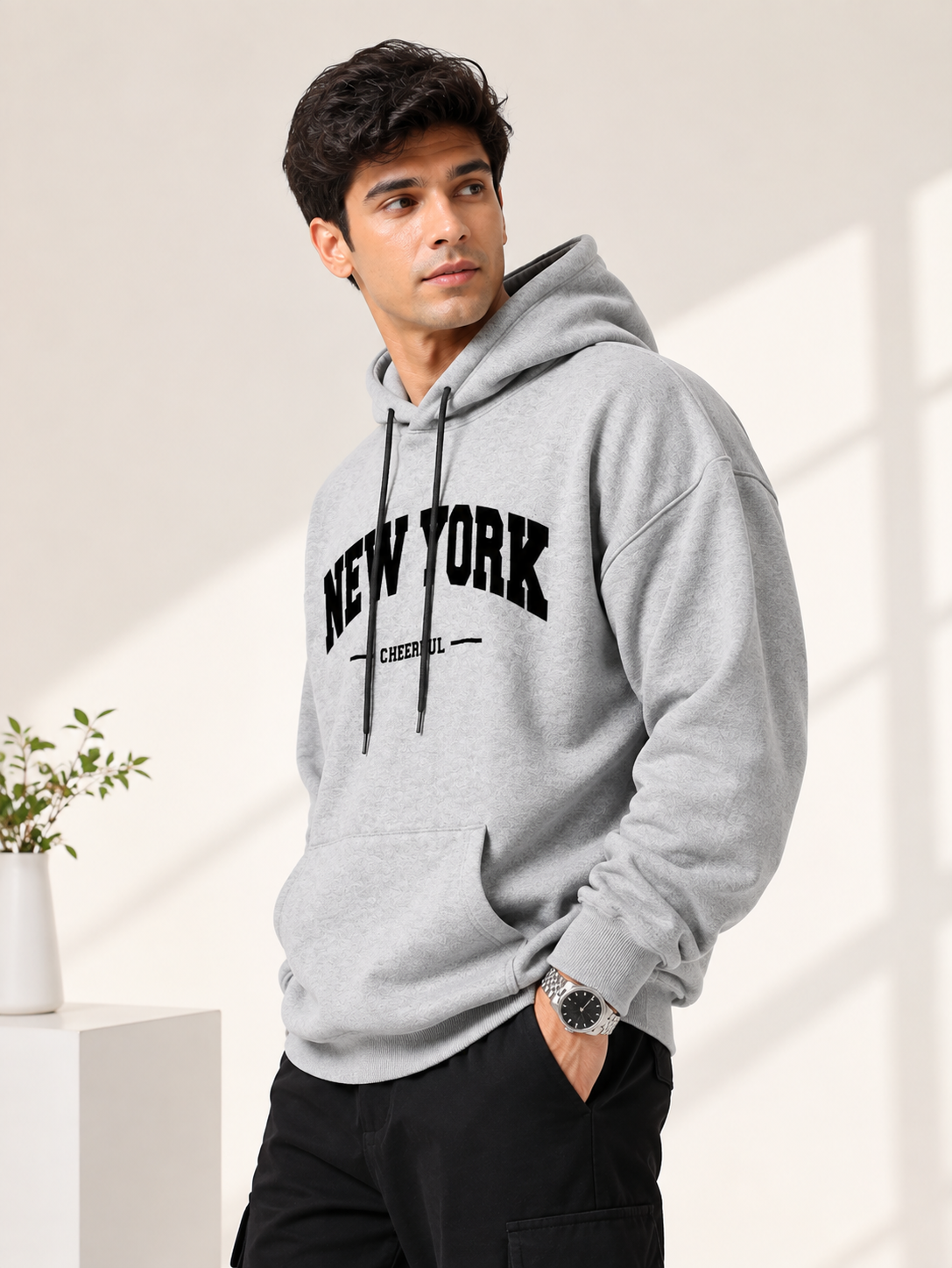 Men Printed Hooded Sweatshirt