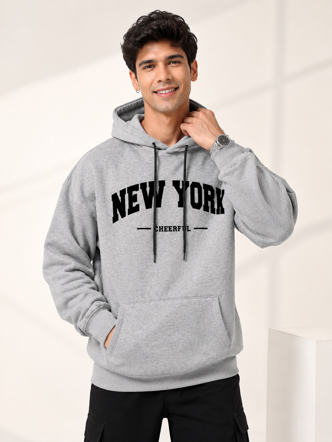 Men Printed Hooded Sweatshirt