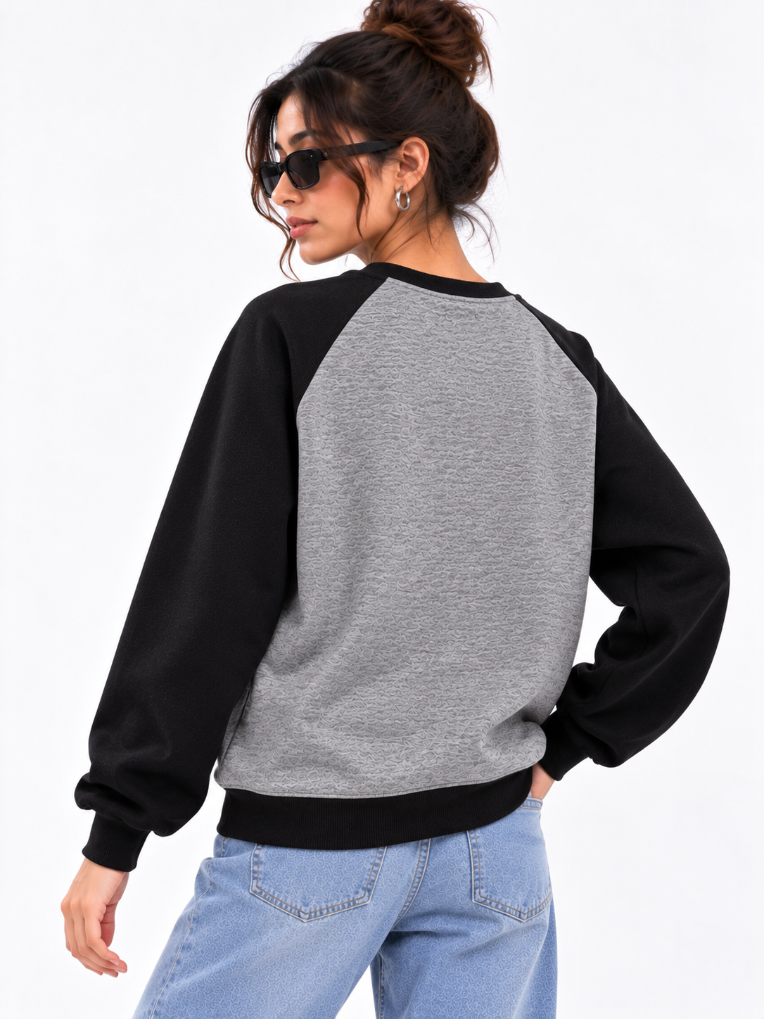 Women Round Neck Plain Sweatshirt