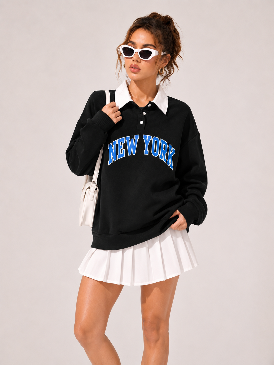 Women Collar Printed Sweatshirt
