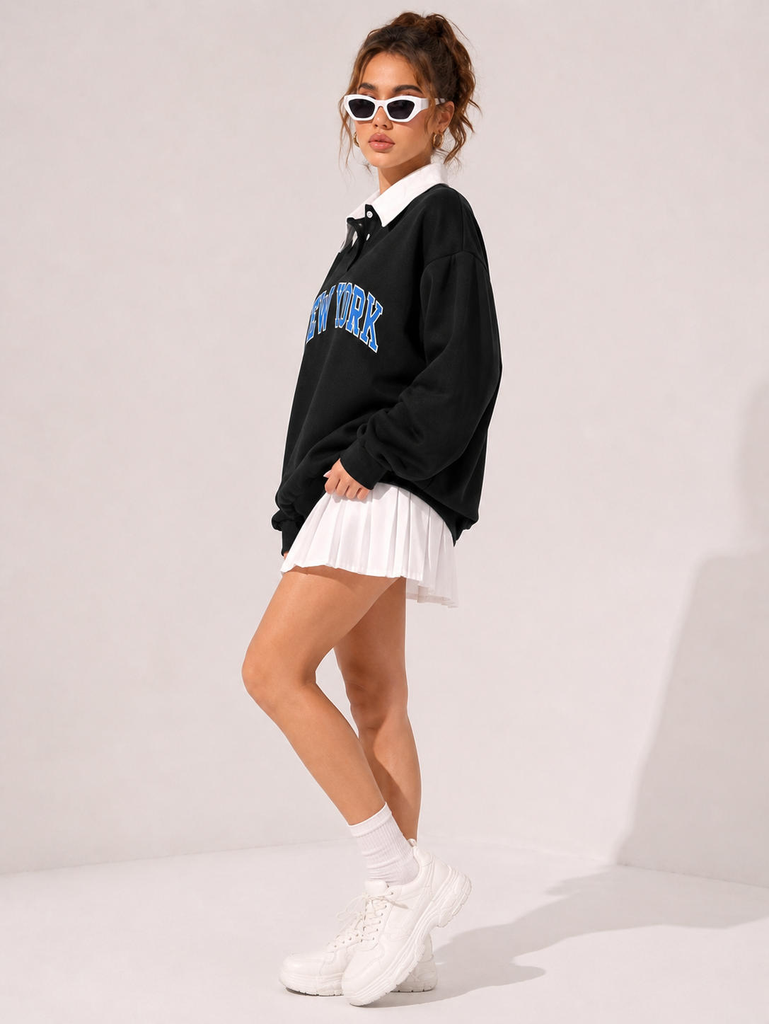 Women Collar Printed Sweatshirt