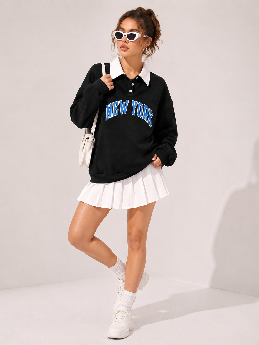 Women Collar Printed Sweatshirt