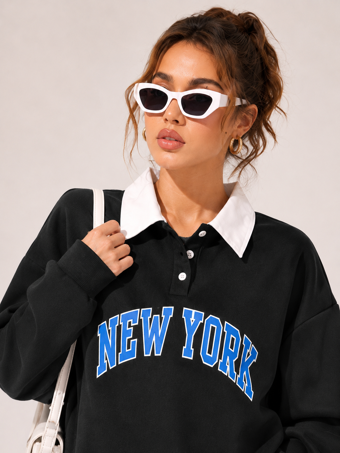 Women Collar Printed Sweatshirt