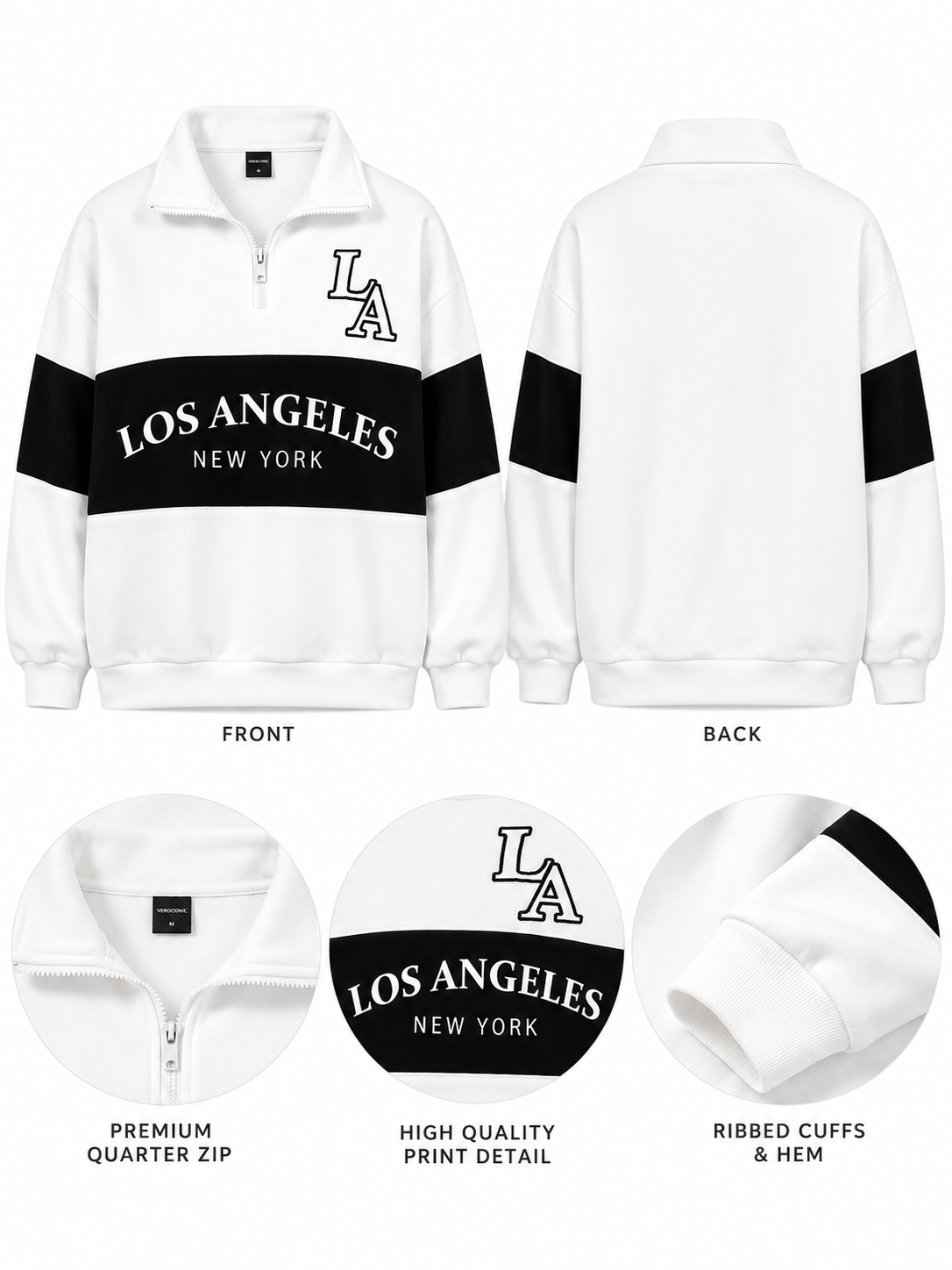Women Collared Neck Zipper Printed Sweatshirt