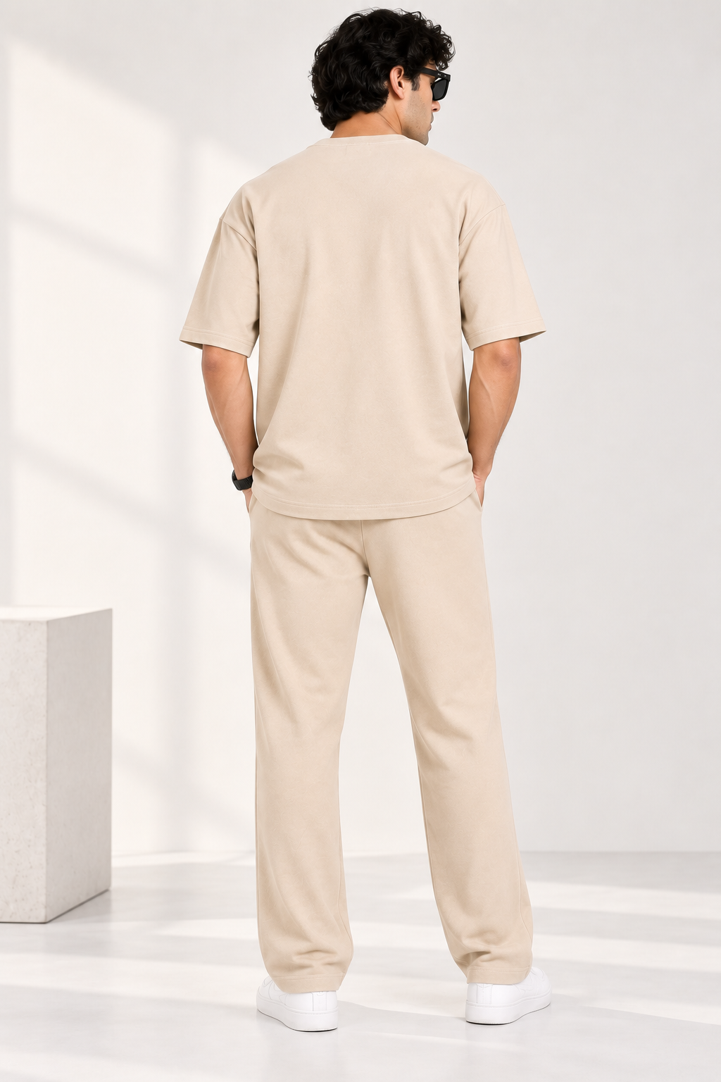 Men Beige Cotton Casual Co-Ord Set
