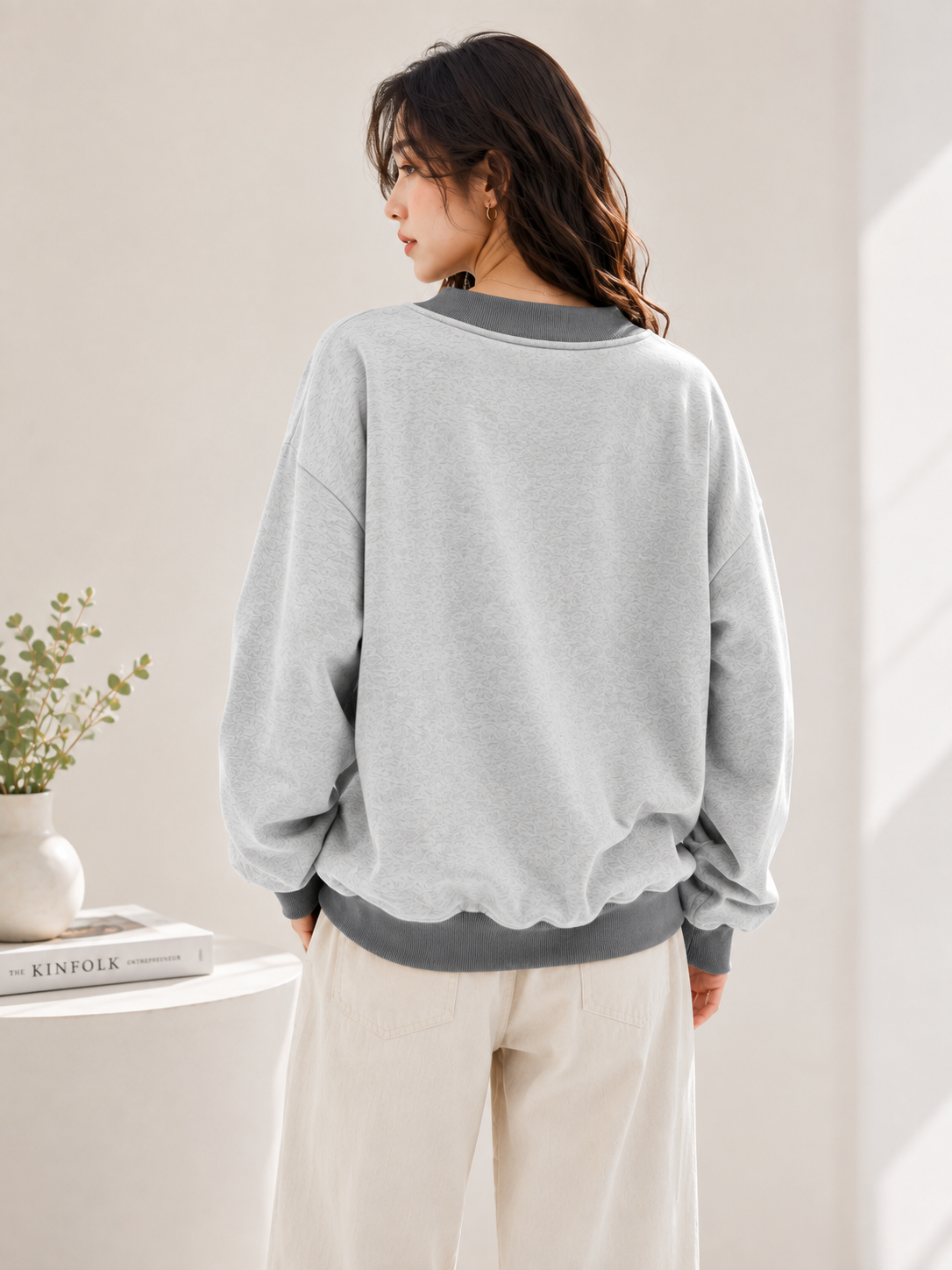 Women V-Neck Printed Sweatshirt