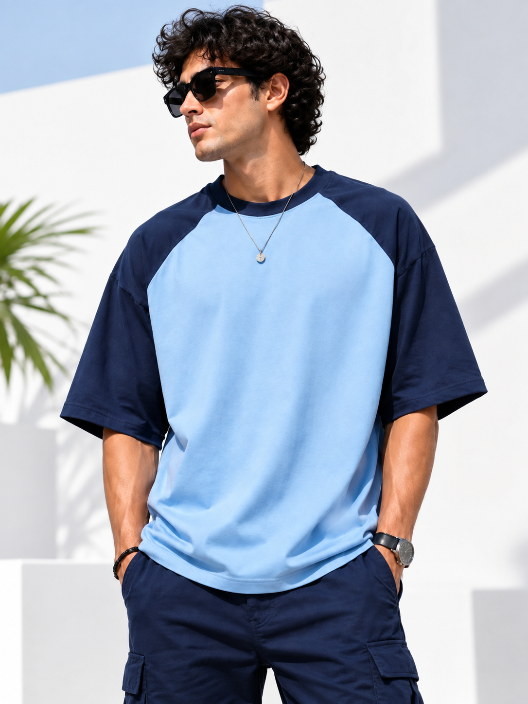 Men Reglan Sleeves Oversized Cotton T-Shirt