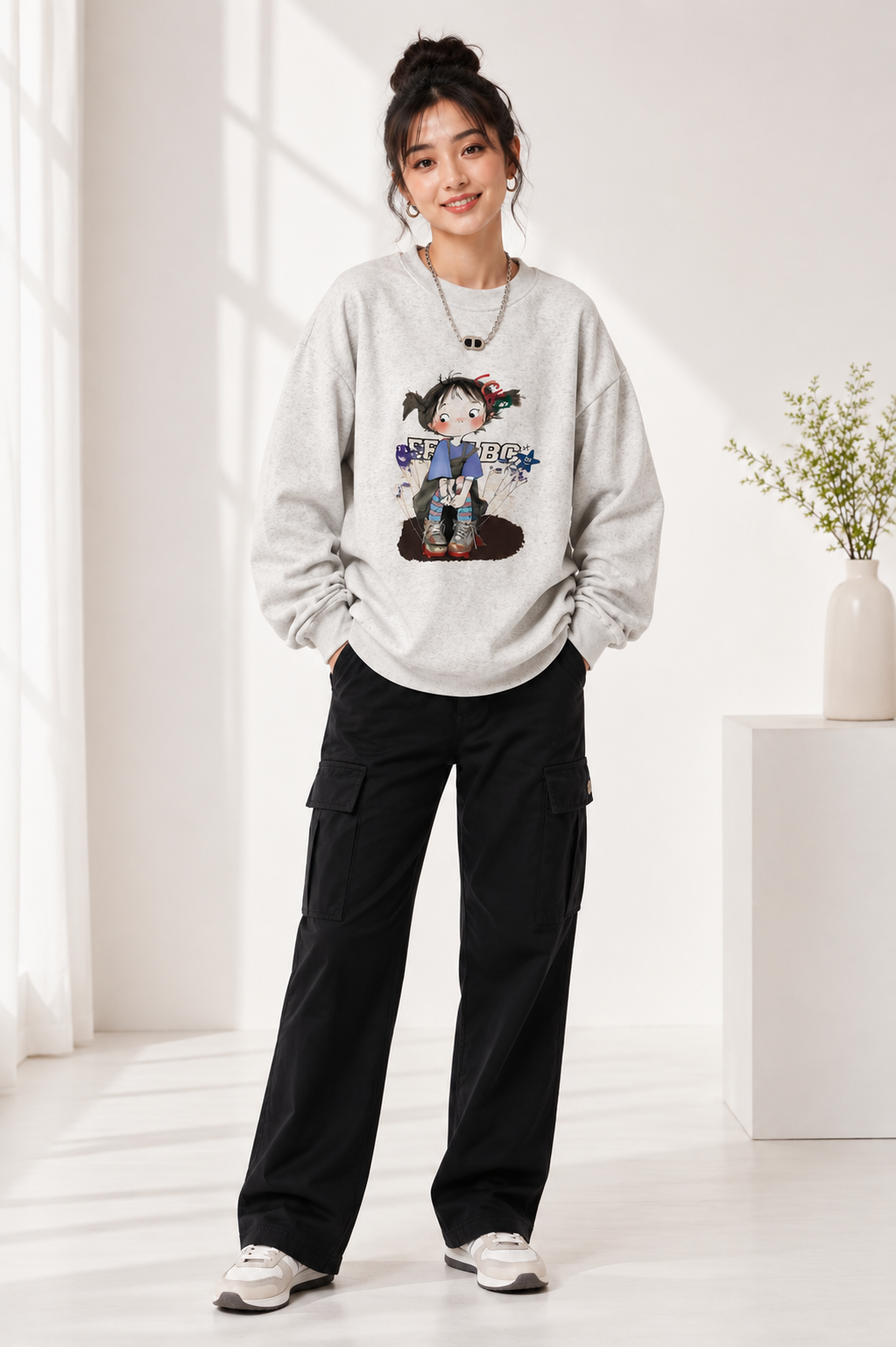 Women Crew Neck Printed Sweatshirt