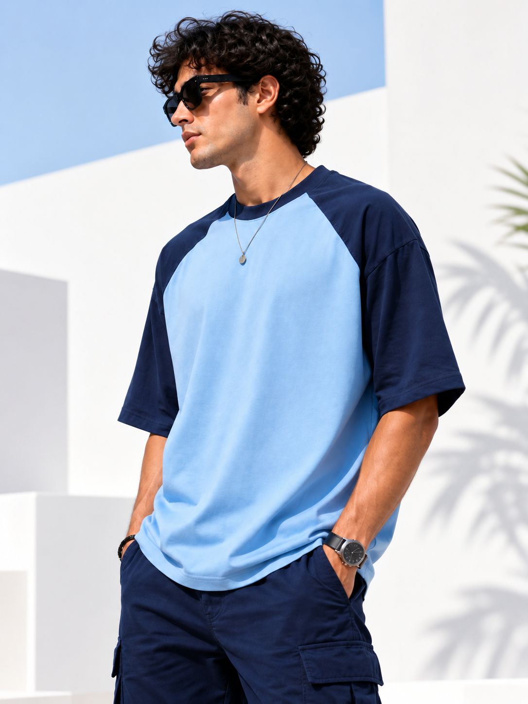 Men Reglan Sleeves Oversized Cotton T-Shirt