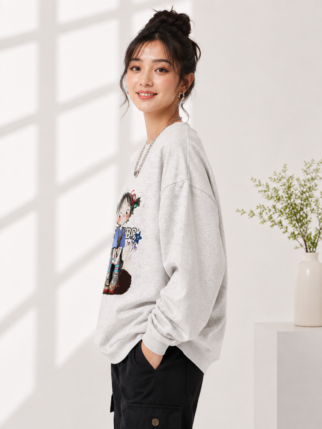 Women Crew Neck Printed Sweatshirt