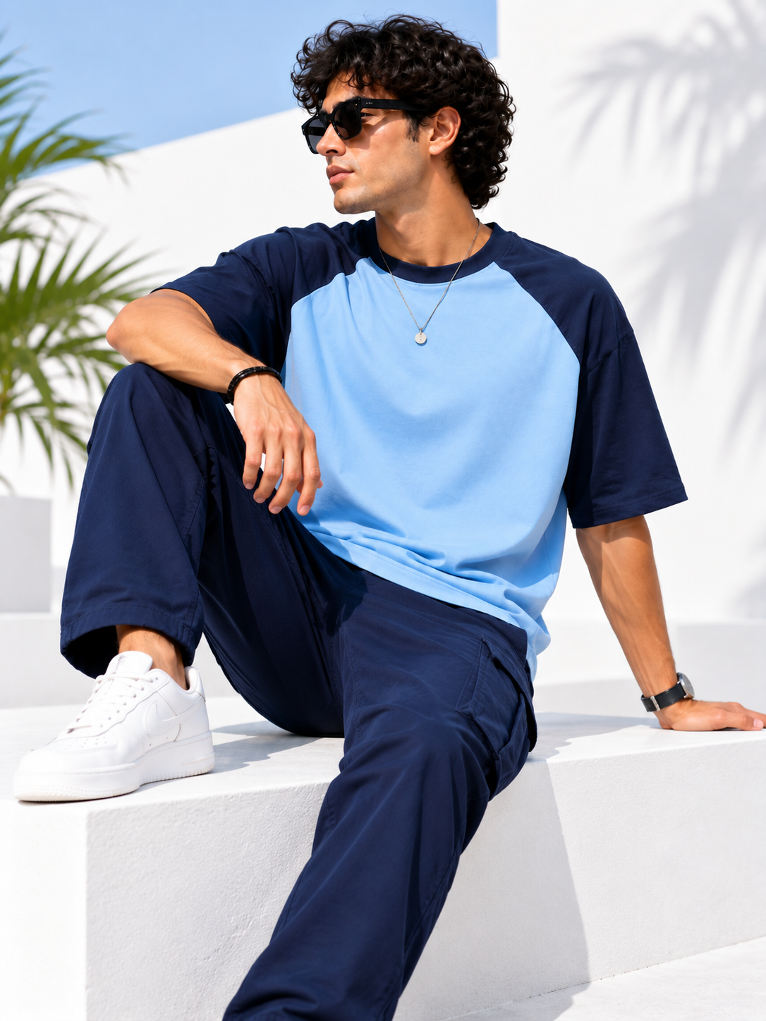 Men Reglan Sleeves Oversized Cotton T-Shirt