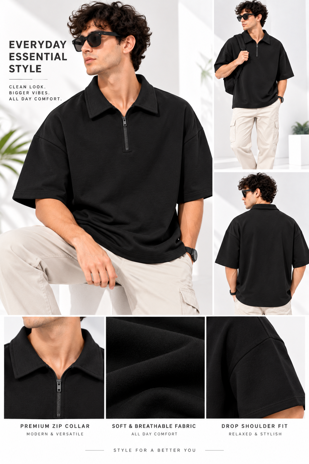 Men Collared Plain Cotton T-Shirt Polo
