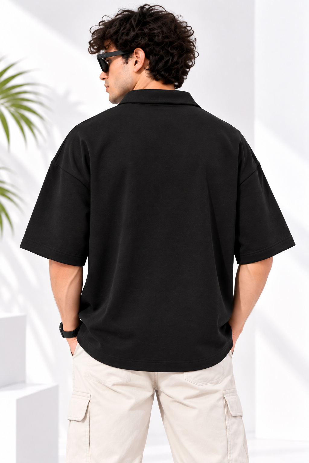 Men Collared Plain Cotton T-Shirt Polo