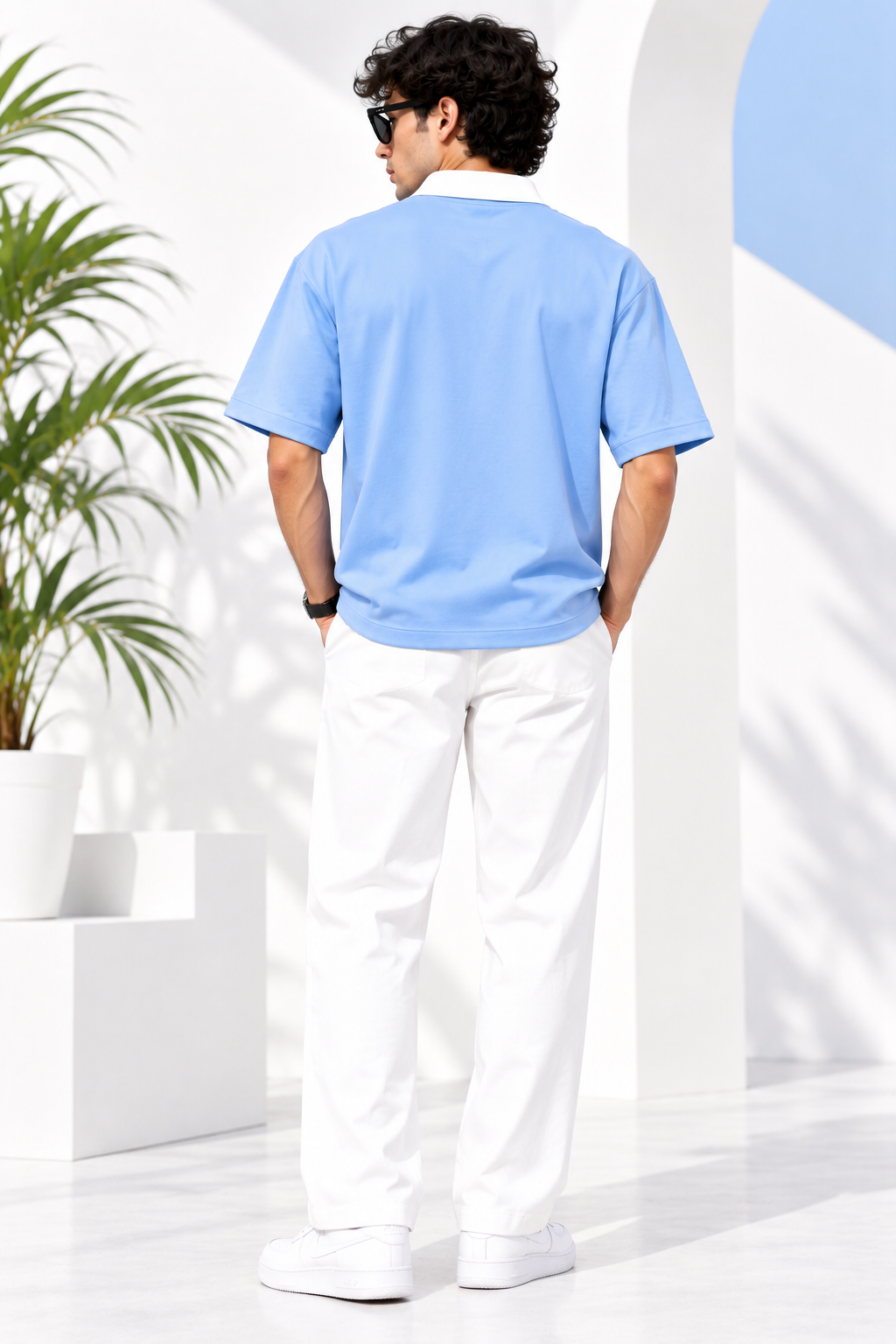 Men Collared Printed Oversized Cotton T-Shirt Polo