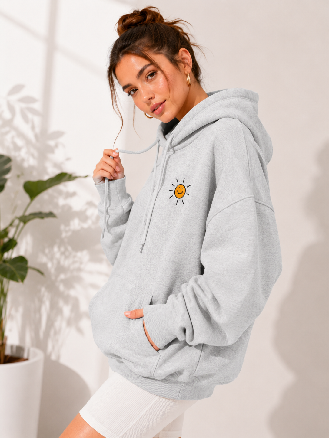 Women Sun Printed Hooded Sweatshirt