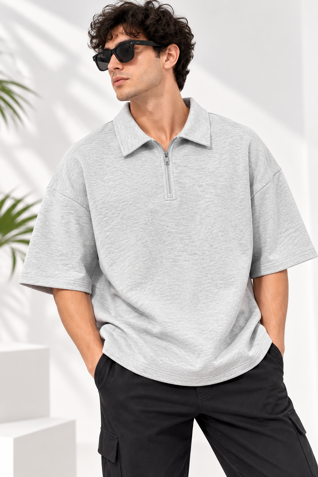 Men Collared Plain Cotton T-Shirt Polo