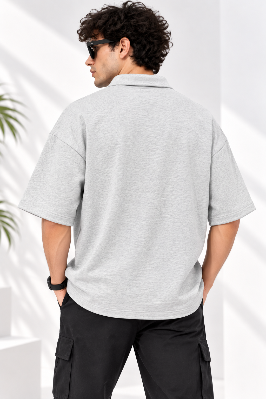 Men Collared Plain Cotton T-Shirt Polo