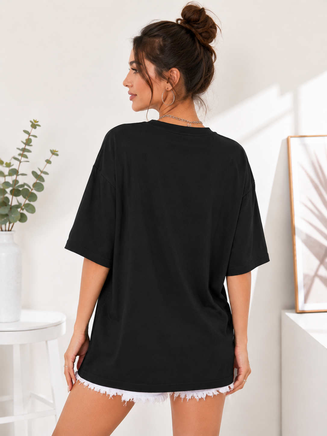 Women Black Printed Relaxed fit Cotton T-Shirt