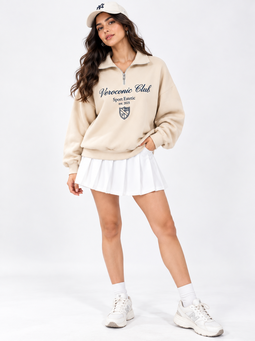 Women Collared Neck Zipper Printed Sweatshirt