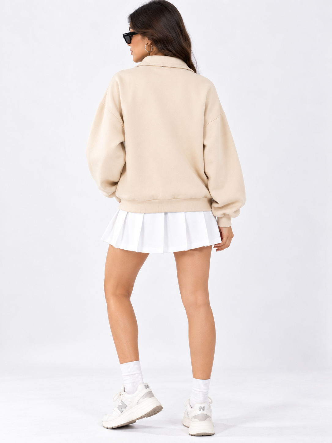 Women Collared Neck Zipper Printed Sweatshirt