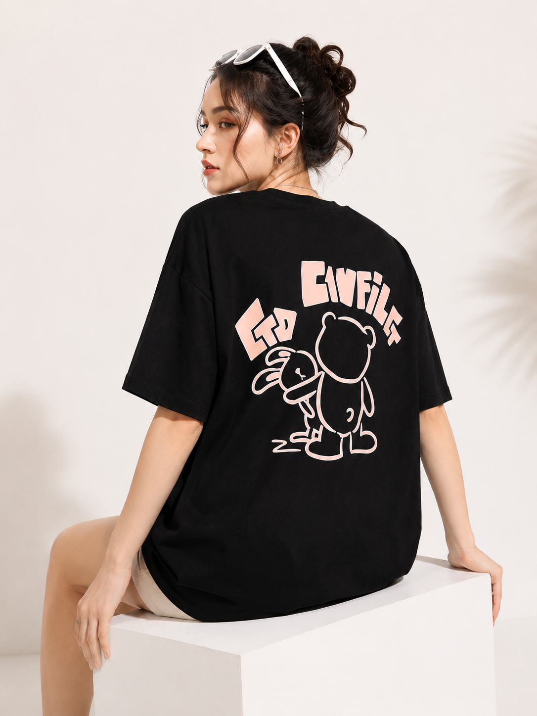 Women Black Printed Relaxed fit Cotton T-Shirt