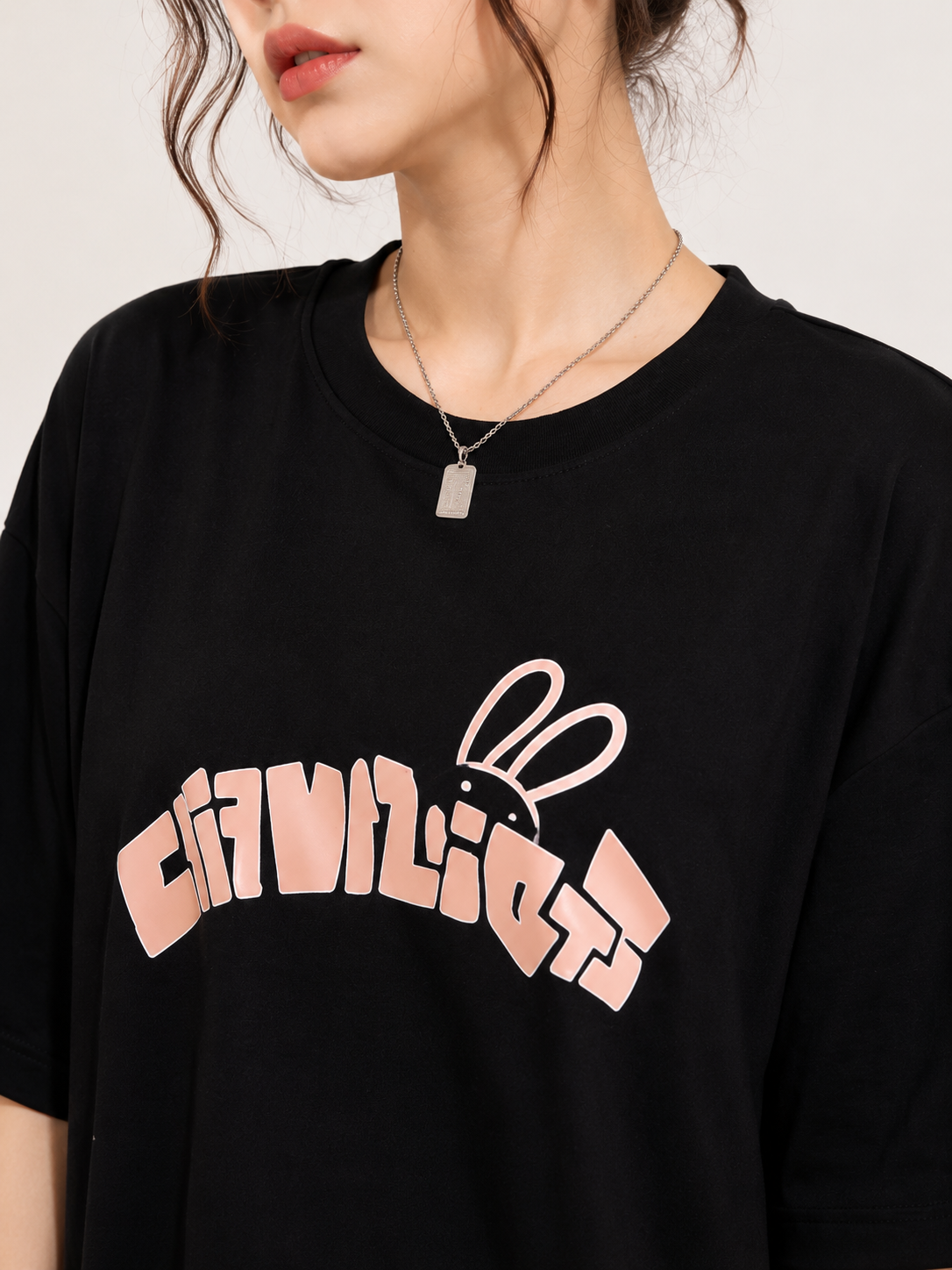 Women Black Printed Relaxed fit Cotton T-Shirt