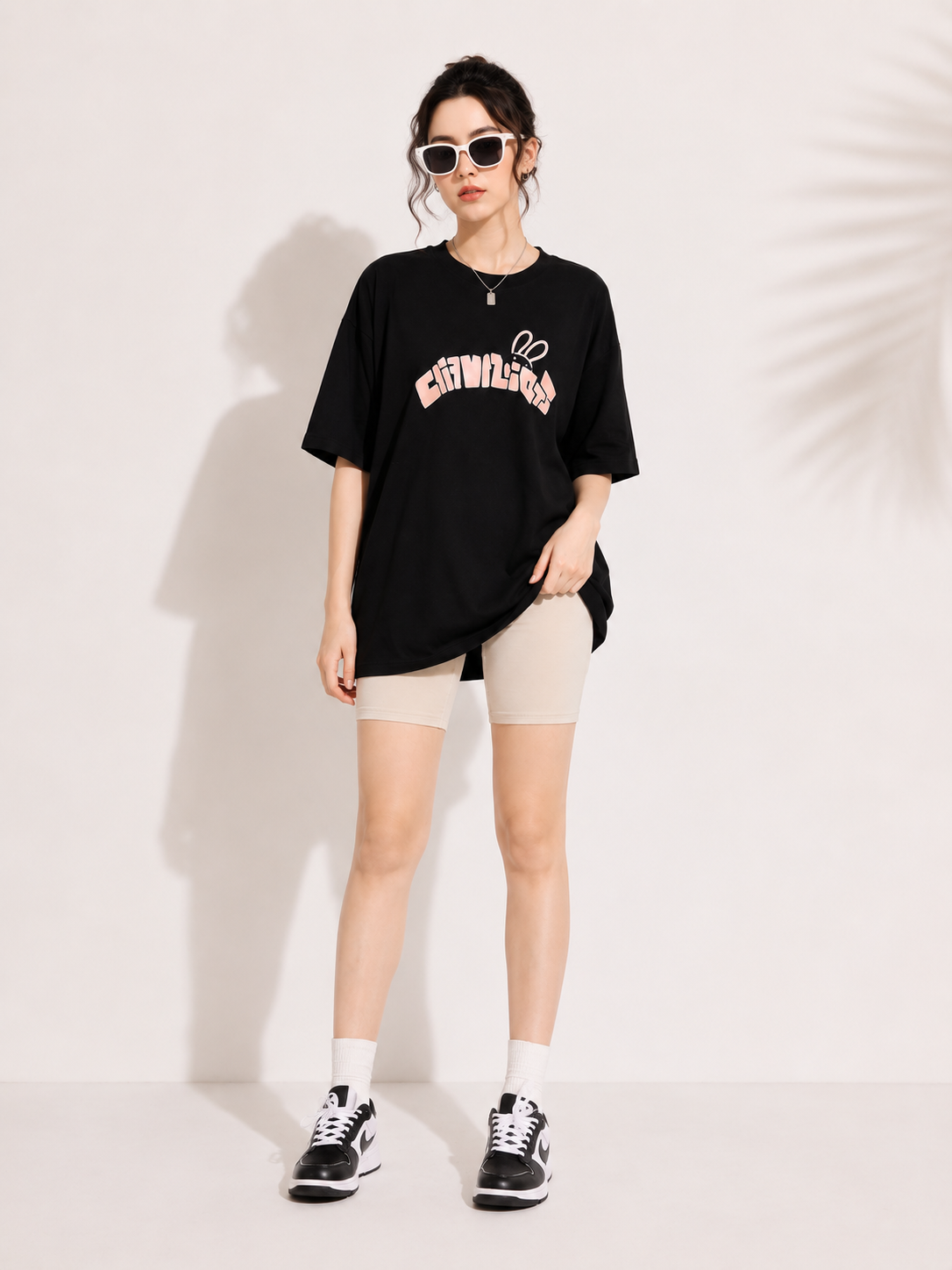 Women Black Printed Relaxed fit Cotton T-Shirt