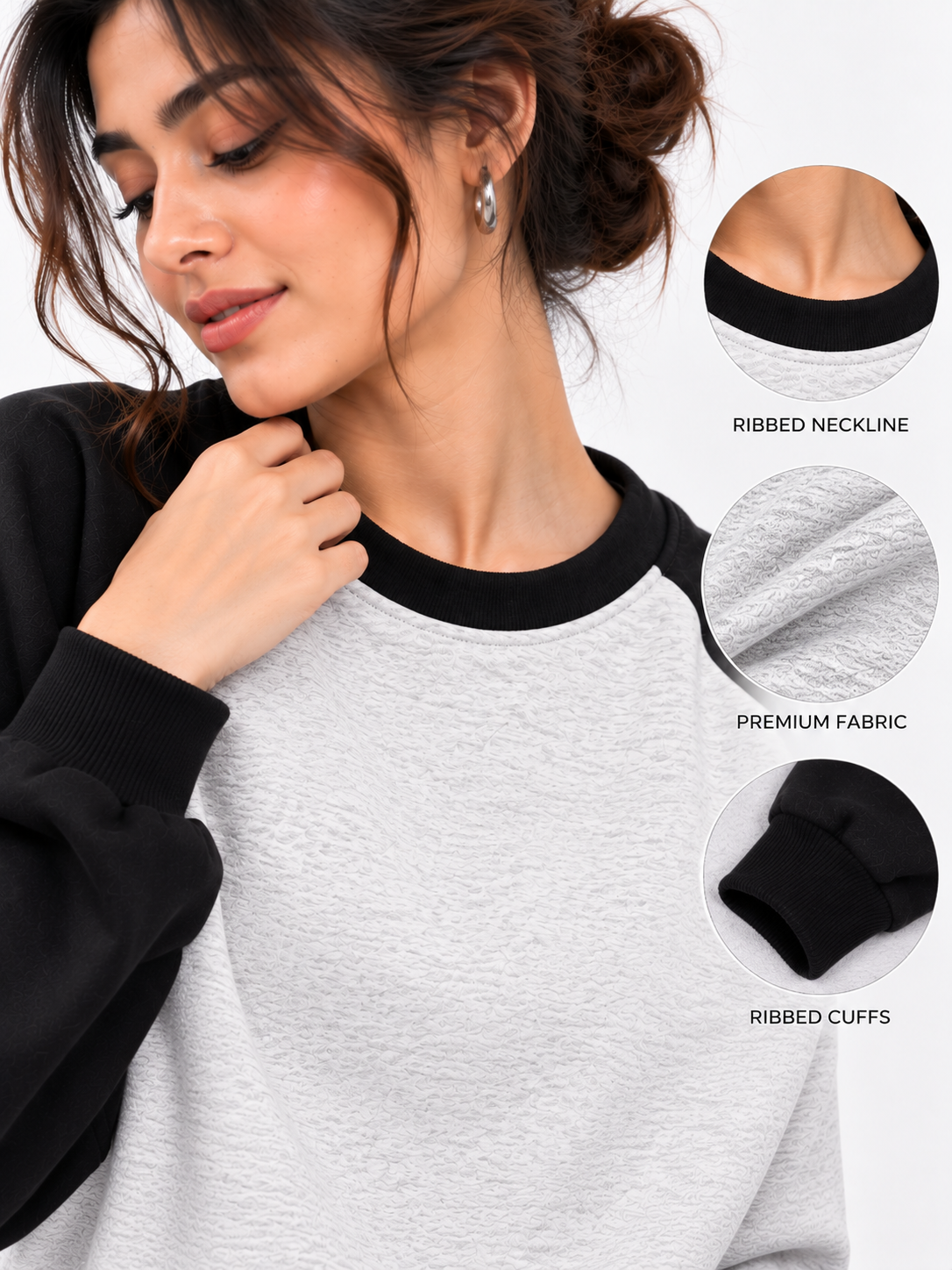 Women Round Neck Plain Sweatshirt