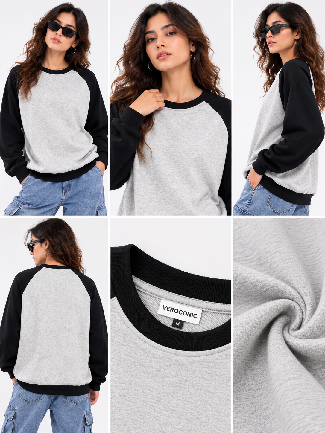 Women Round Neck Plain Sweatshirt
