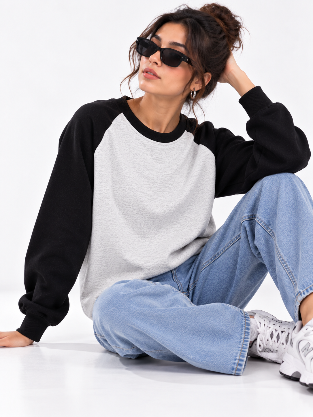 Women Round Neck Plain Sweatshirt
