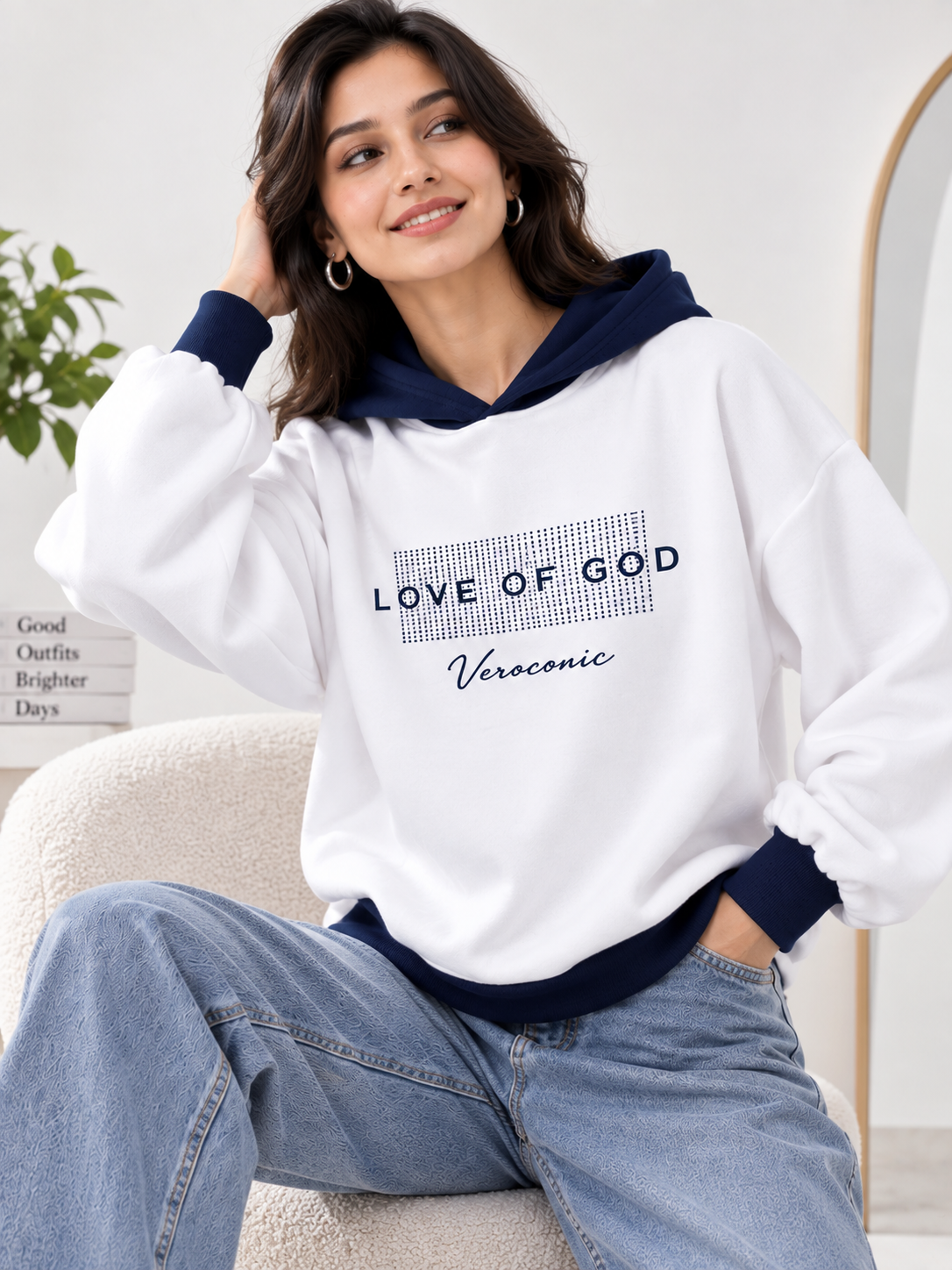 Women Hooded Neck Printed Sweatshirt