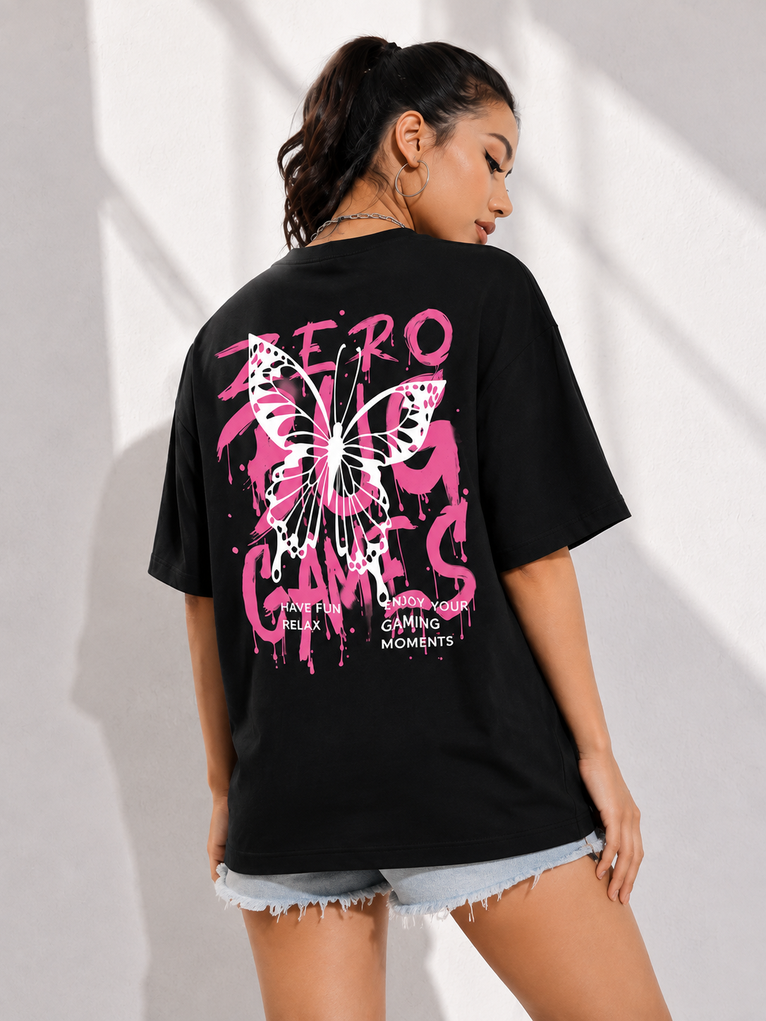 Women Black Printed Relaxed fit Cotton T-Shirt