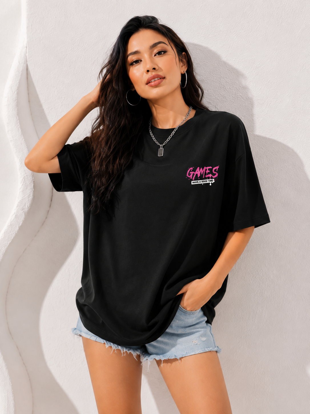 Women Black Printed Relaxed fit Cotton T-Shirt