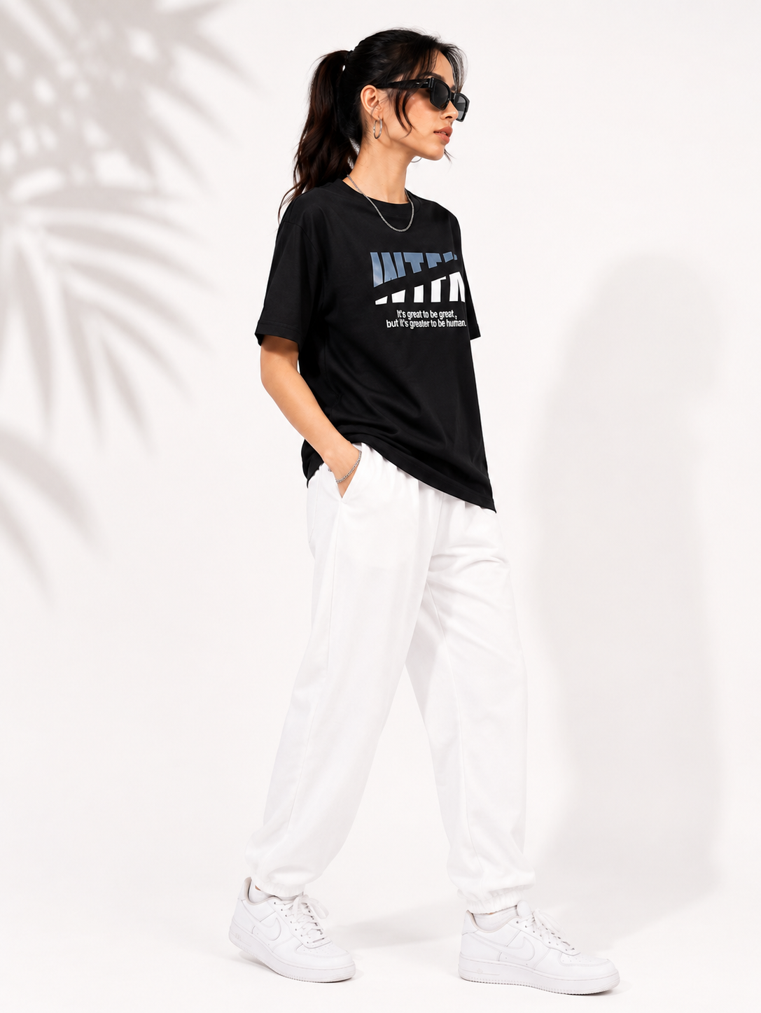 Women Black Printed Relaxed fit Cotton T-Shirt