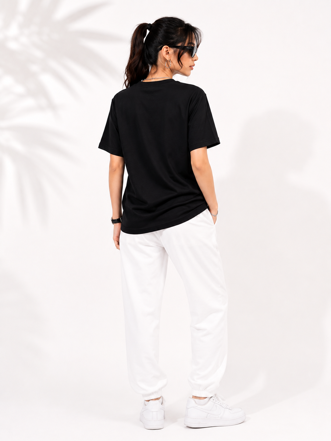Women Black Printed Relaxed fit Cotton T-Shirt