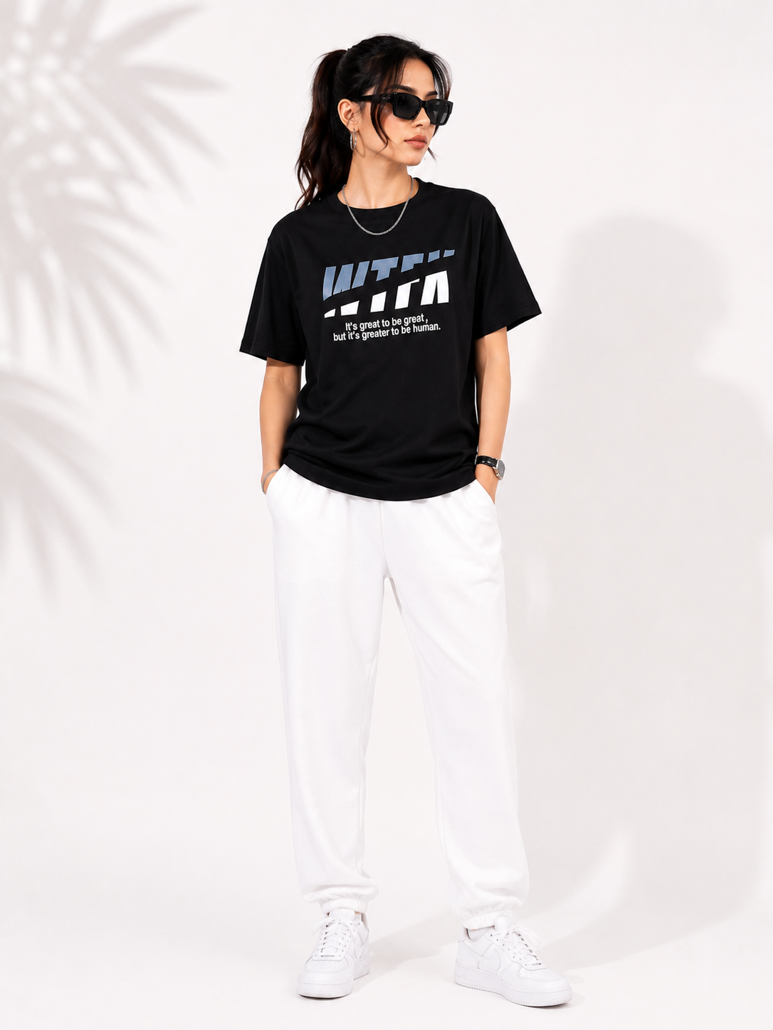Women Black Printed Relaxed fit Cotton T-Shirt