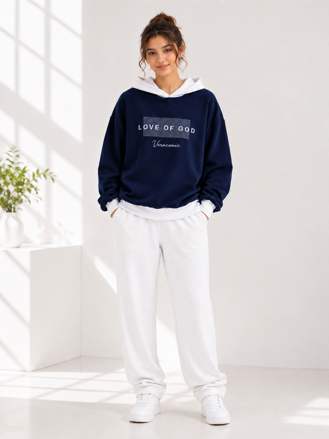 Women Color Block Hooded Printed Sweatshirt