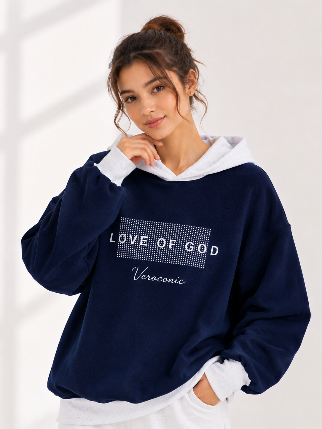 Women Color Block Hooded Printed Sweatshirt