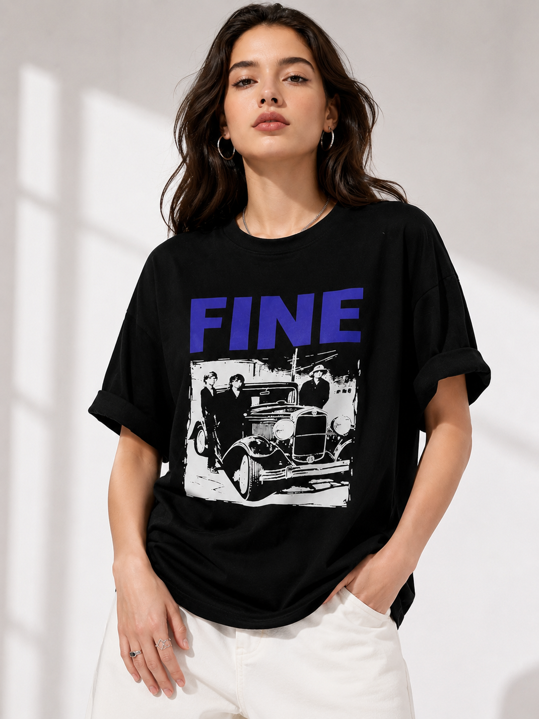Women Black Printed Relaxed fit Cotton T-Shirt