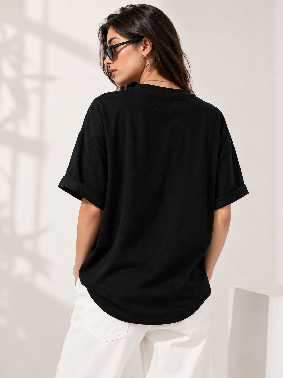 Women Black Printed Relaxed fit Cotton T-Shirt