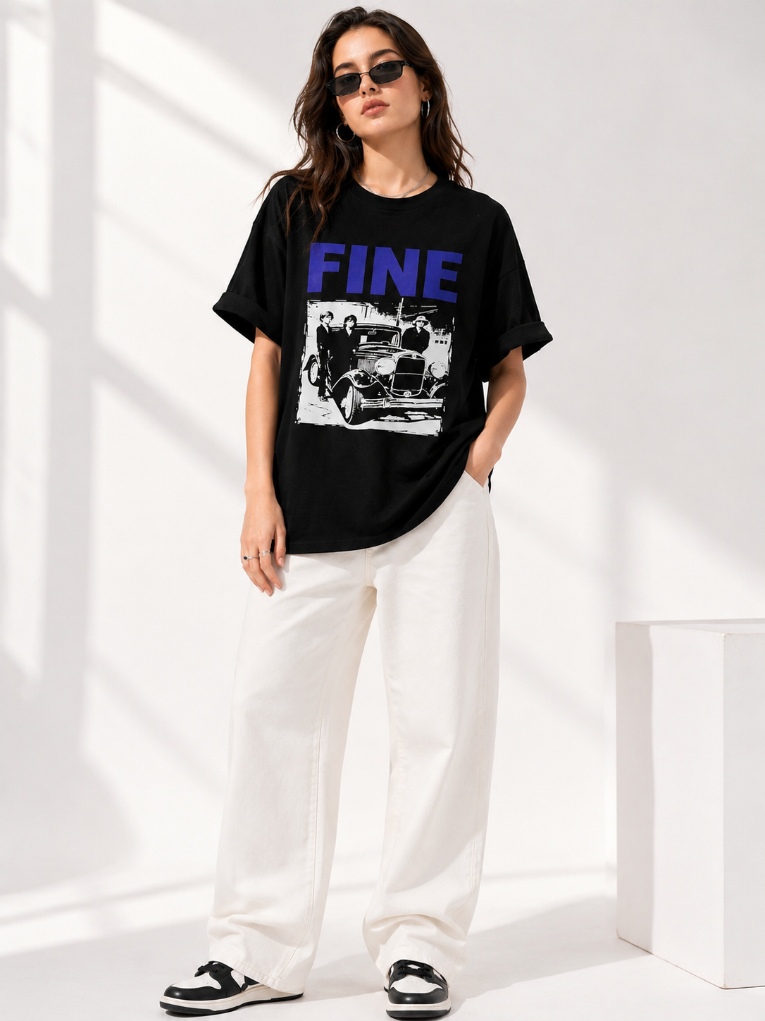 Women Black Printed Relaxed fit Cotton T-Shirt