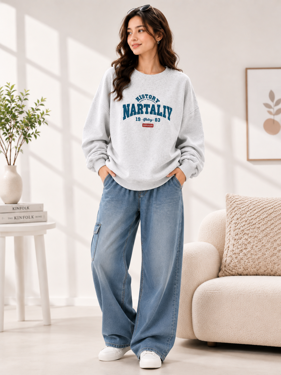 Women Crew Neck Printed Sweatshirt