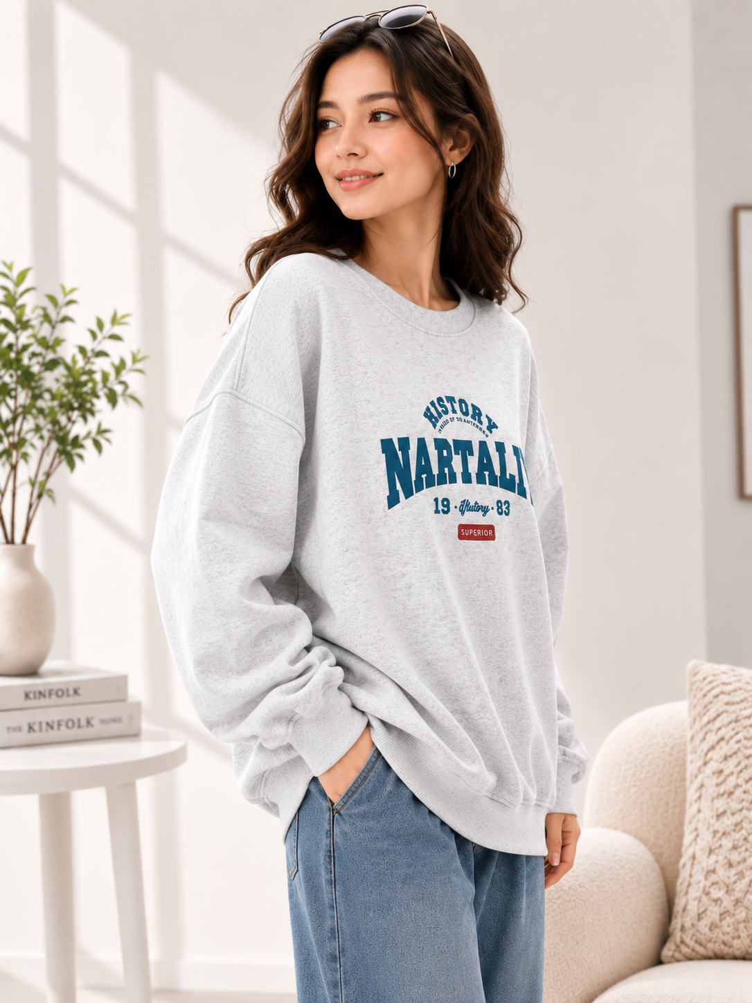 Women Crew Neck Printed Sweatshirt