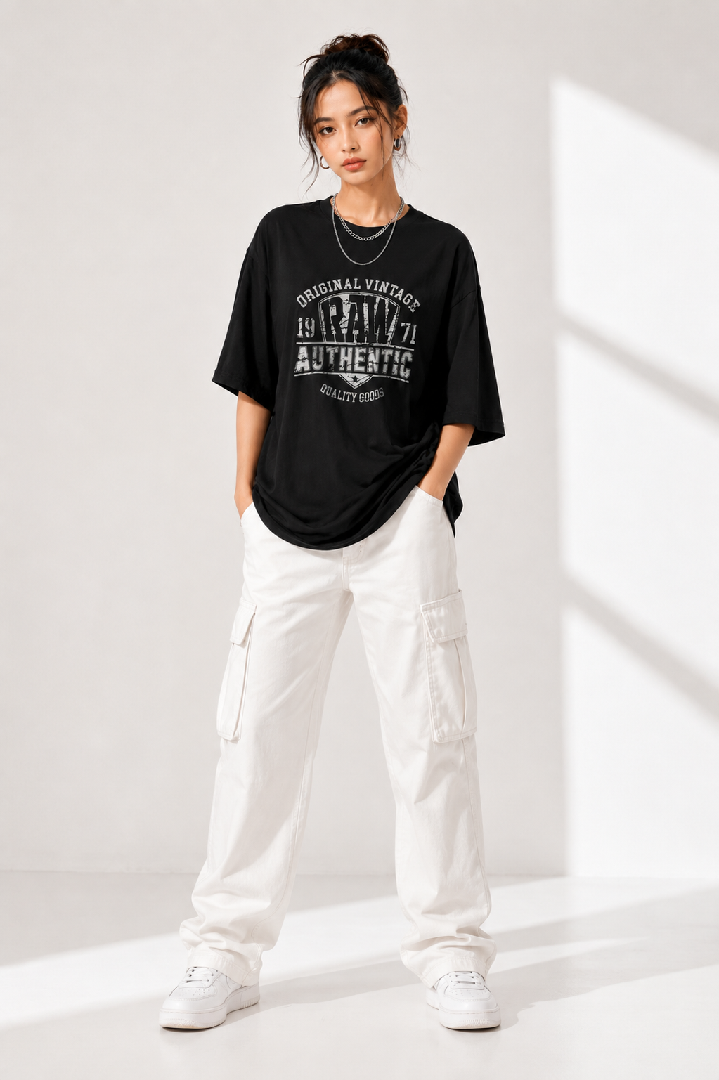 Women Black Printed Relaxed fit Cotton T-Shirt