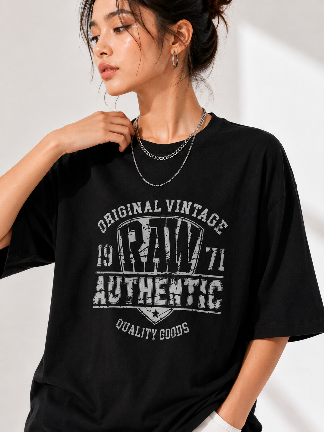 Women Black Printed Relaxed fit Cotton T-Shirt