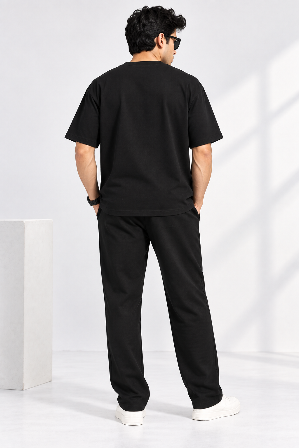 Men Black Cotton Casual Co-Ord Set