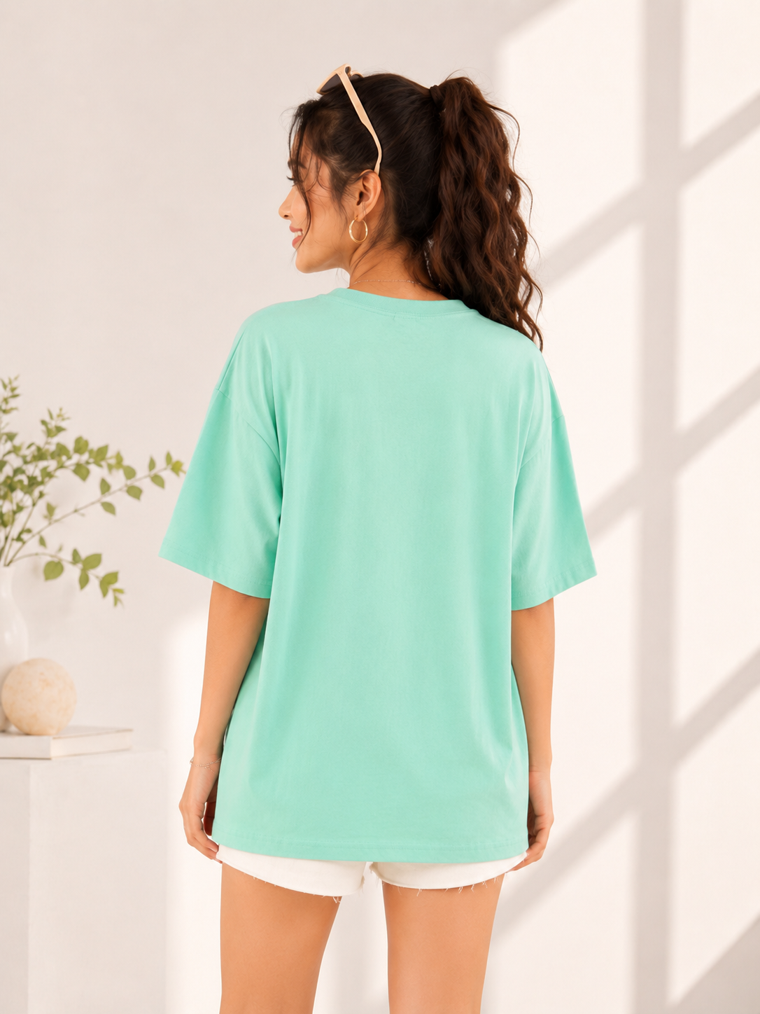 Women Mint Green Relaxed fit Printed Cotton T-Shirt